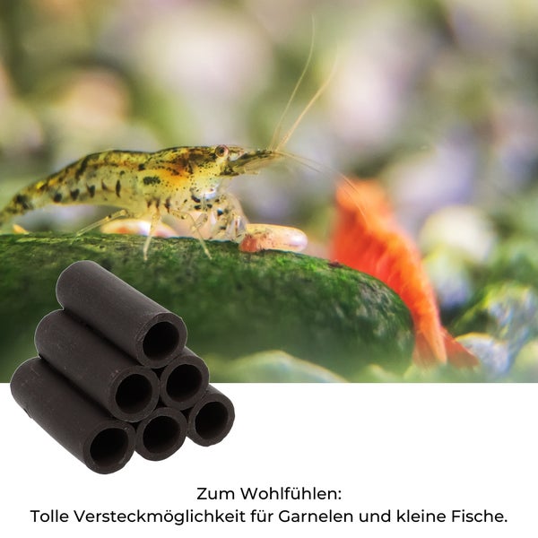 Aquariendeko Pyramide 6er Garnelenröhre Aquarium Deko Garnelen Garnelenhöhle Krebshöhle Welsröhre Laichröhre Keramik Ton schwarz
