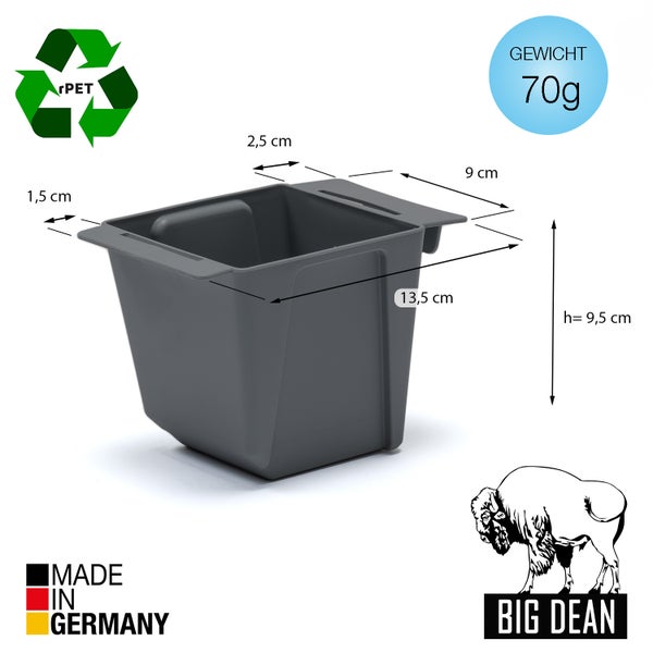 BigDean 8er Set Mini Paletten Blumenkästen - Einsatz - mit Hängesystem zum Einhängen - 10cm klein anthrazit - Pflanzkasten für Europalette Balkonkasten Blumentopf - aus recyceltem PP-Kunststoff