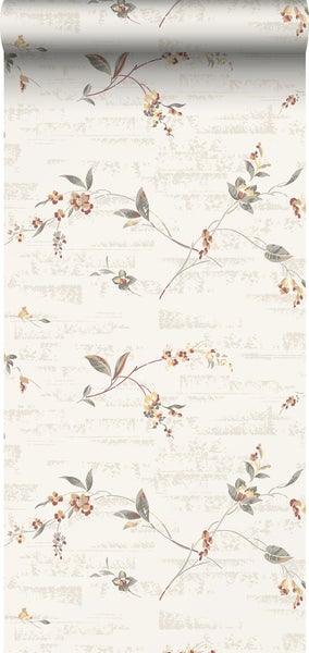 Duro Tapete Blumen Hellbeige - 53 cm x 10.05 m - 661204