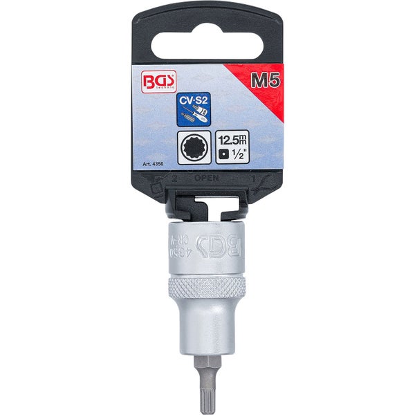BGS Bit-Einsatz Antrieb Innenvierkant 12,5 mm (1/2) Innenvielzahn (für XZN) M5 - 4350