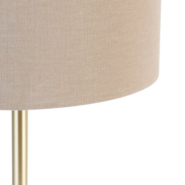 Detailaufnahme einer Stehlampe mit Textilschirm