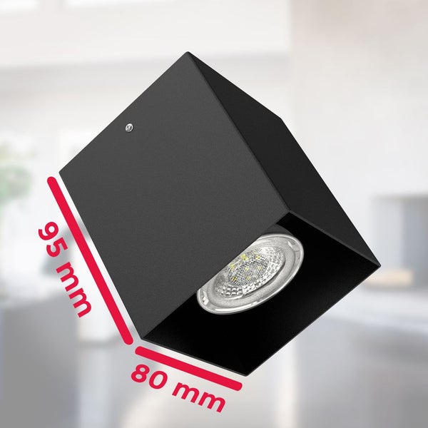 Deckenleuchte 8x8 cm - GU10 Fassung, quadratisch, schwarz