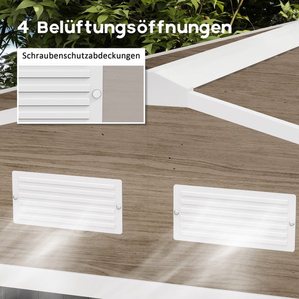 Outsunny Gerätehaus 4,9 m², Gartenhaus mit Pultdach, Schiebetür, Fundament, 277 x 195 x 192 cm, Geräteschuppen aus Verzinkter Stahl, wetterfest, für Garten, Braun