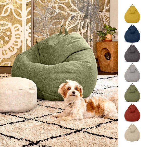 Green Bean Indoor Sitzsack mit 200 Liter mit EPS-Perlen Füllung Kuschelig Weich Waschbar - Drinnen Stoff Bodenkissen Liegekissen Sitzkissen Lounge - Grün