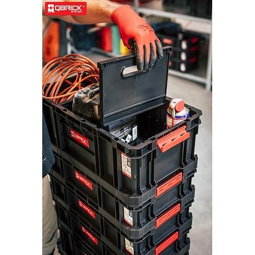 PROREGAL QBRICK Werkzeugkasten Two HxBxT 29,5 x 53 x 19,5 cm 52 Liter Traglast Bis Zu 120 kg Mit Deck & Frontgriff Mit Klemmverschlüsse Schwarz