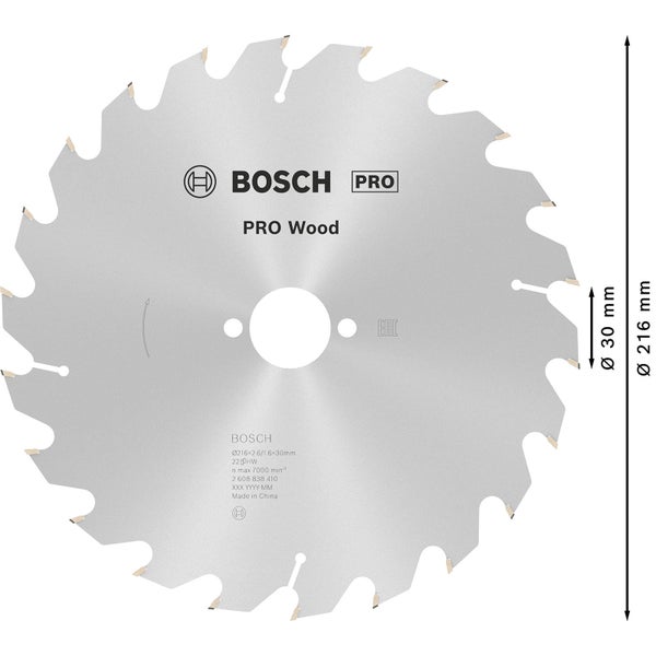 Bosch Pro Holzsägeblatt, 216 mm Durchmesser