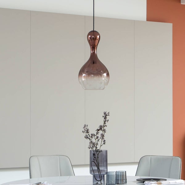 Lucande Pendelleuchte Lyrisa (Modern) in Kupfer aus Glas (1 flammig, E27) - Hängelampe Esstischlampe Hängeleuchte Wohnzimmerleuchte
