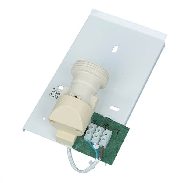 Lampenfassung mit Anschlussklemmen auf Montageplatte