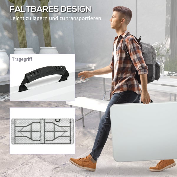 Outsunny Beistelltisch, 180L x 75B x 73H cm, HDPE, weiß
