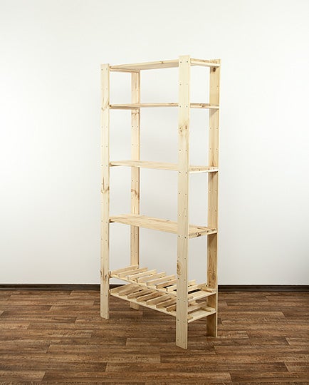 PROREGAL Holzregal Woodland HxBxT 166 x 80 x 30 cm Fachlast 120 kg 4 Fachboden & 2 Flaschenebenen Kiefernholz Natur