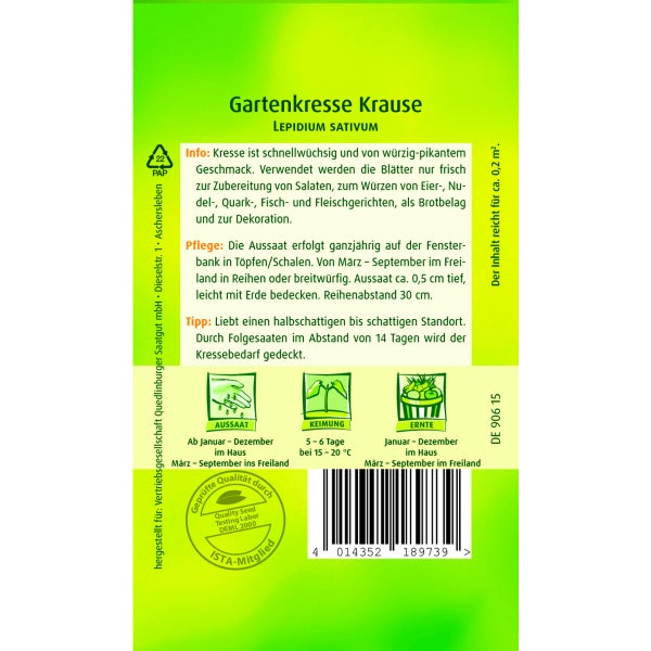 Gartenkresse Krause Samen von Quedlinburger SAATGUT