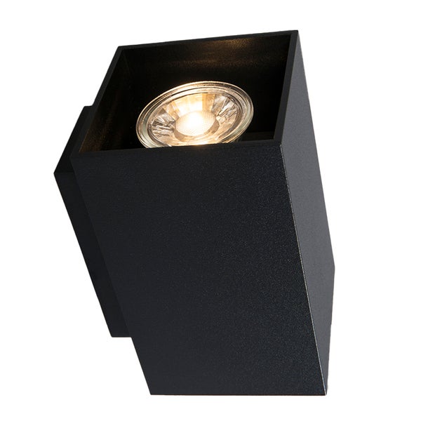 Schwarze Würfel Wandleuchte mit Leuchtmittel