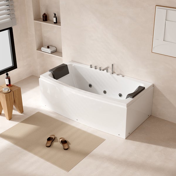 Home Deluxe - Whirlpool Badewanne - NOOR - weiß mit Handbrause und Massage - ca. 173 x 80 x 84 cm I Indoor Badewanne, Spa, 2 Personen