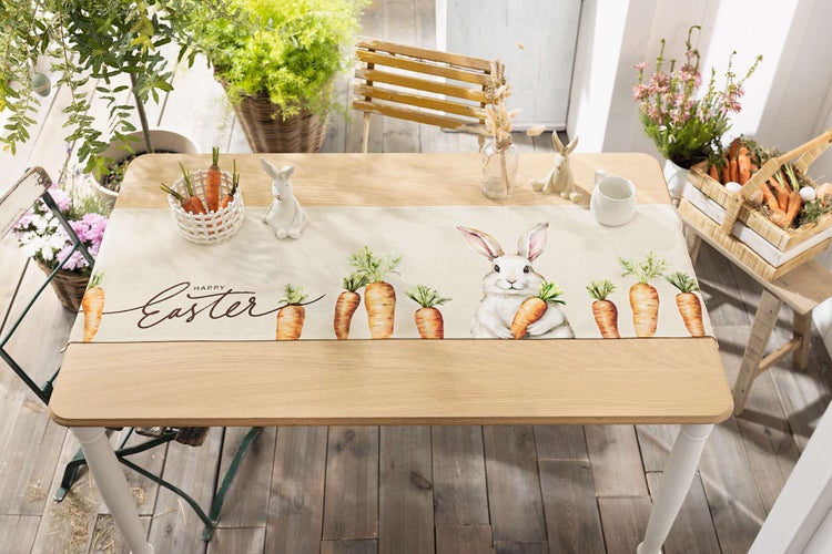 FRANK FLECHTWAREN | Tischläufer Happy Easter, POLYESTER, 40 x 140 cm