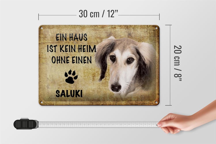 Blechschild Spruch 30x20cm Saluki Hund ohne kein Heim