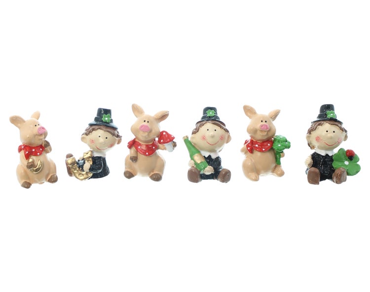 Dekorative Glücksbringer Figuren für Neujahr.