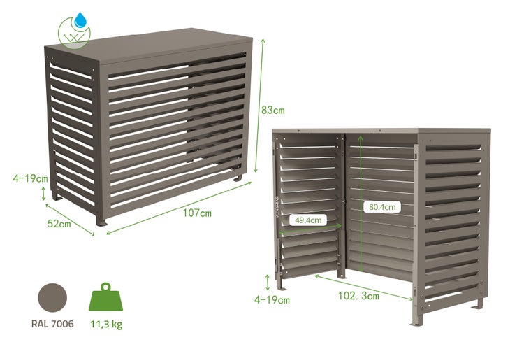 Abdeckung für Klimaanlage mit Maßen