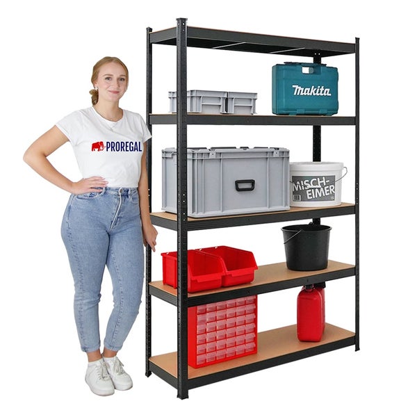 PROREGAL Mega Deal 3x Schwerlastregal Ragnar HxBxT 180 x 120 x 40 cm Fachlast 175 kg Schwarz Garagenregal Kellerregal Werkstattregal Steckregal