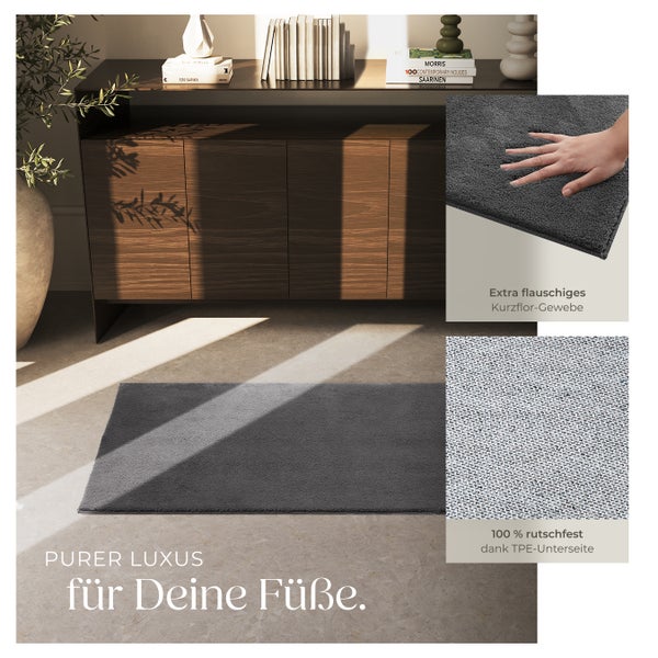 Kurzflorteppich tectake rutschfeste Unterseite verschiedene Größen und Farben 80 x 150 cm