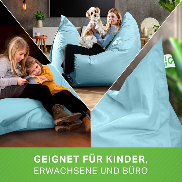 Green Bean Indoor Sitzsack XXL 140x180cm 380 Liter Kinder & Erwachsene Bean Bag EPS Perlen Füllung Riesensitzsack Groß Liegekissen Sitzkissen - Aquamarin