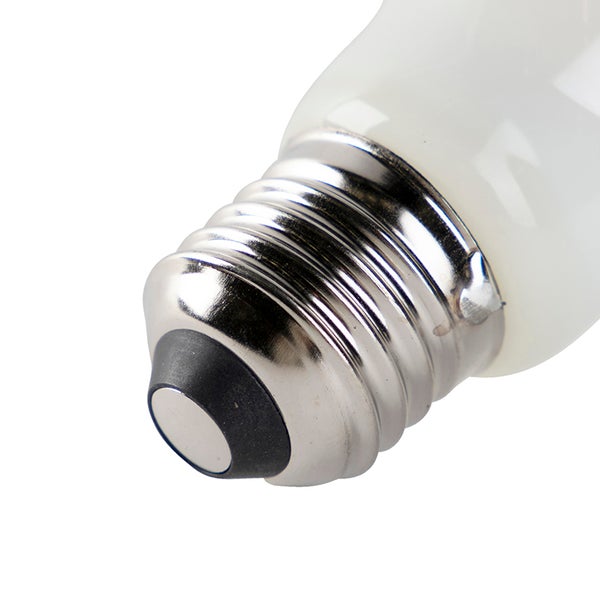 Technische Zeichnung einer Glühbirne mit Abmessungen: Höhe 10.5 Zentimeter und Durchmesser 6 Zentimeter.