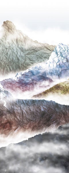 Illustration einer Berglandschaft mit zerknitterter Papierstruktur