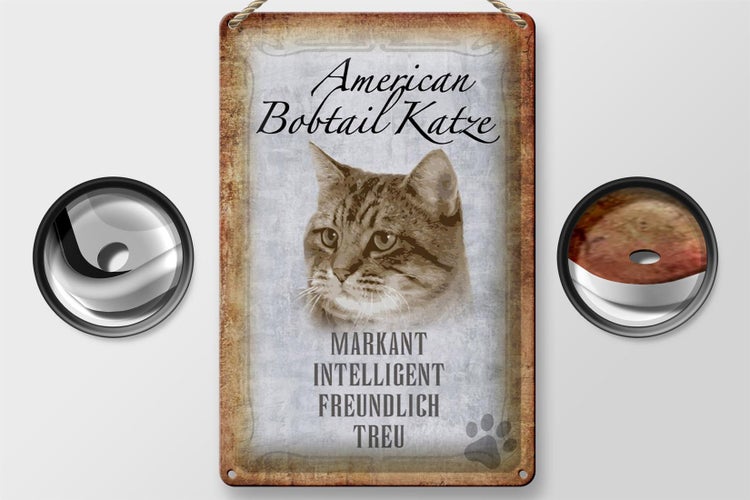 Blechschild Spruch 20x30cm American Bobtail Katze
