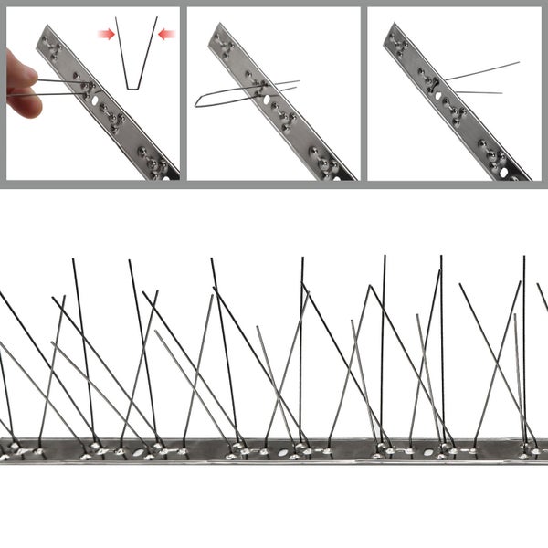 NIEDERBERG METALL Taubenabwehr Spikes Edelstahl - 6 Meter Tauben Abwehrleiste mit 216 Vogel Abwehr Spikes - Taubenabwehr Balkon Vogelabwehr für Dachbalken - Vogelschutz Dach Solaranlage Photovoltaik