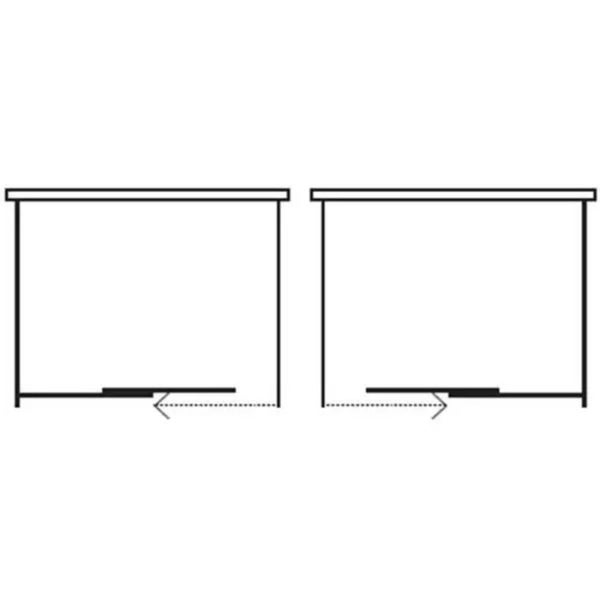 Schemazeichnung einer Schiebetür vor einem Möbelstück