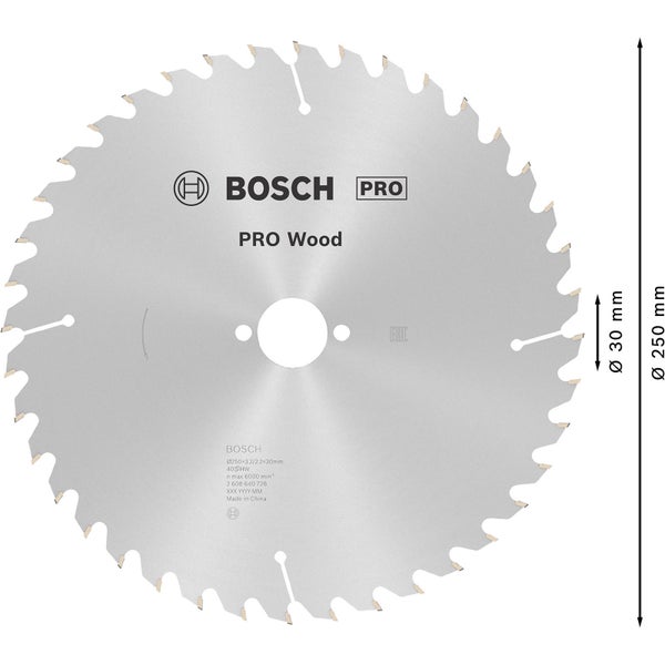 Bosch PRO Wood Kreissägeblatt 250 x 3,2 x 30 mm - 2608640728