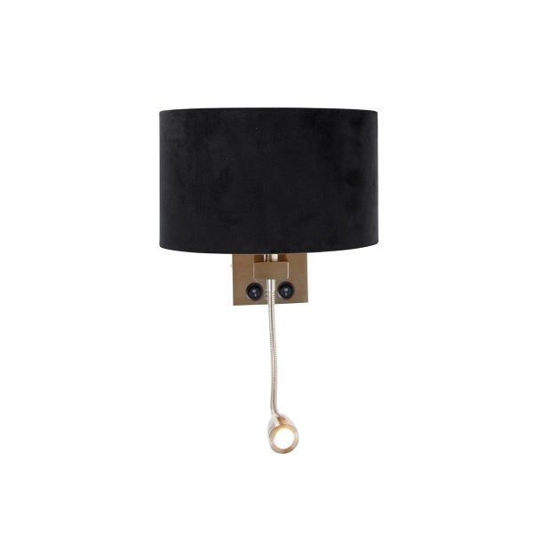 Wandleuchte mit schwarzem Lampenschirm und Leselampe