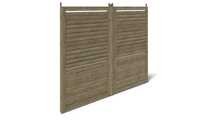 Zaun, Holzlamellenpanel, Set - grün imprägniert