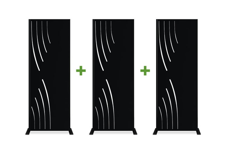 Set mit 3 dekorativen Paneelen VELETA Schwarz H.160 cm, linke Seite mit Mustern