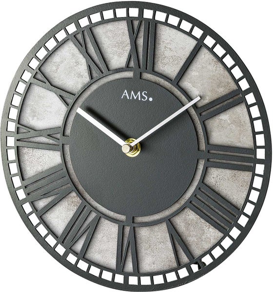 AMS 1233 Tischuhr Metall Antiksilber Durchmesser: 22 cm