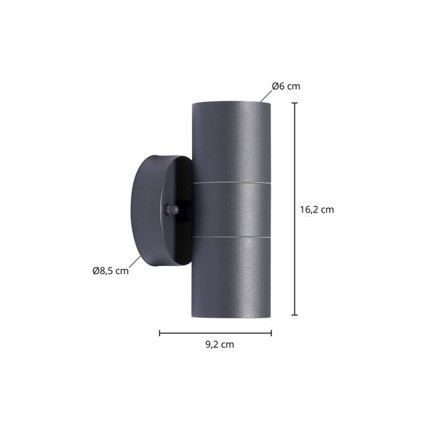 PRIOS Wandleuchte außen Tulimar (spritzwassergeschützt (Modern) in Schwarz aus Aluminium (2 flammig, GU10) - Außenwandleuchten Wandlampe Led Außenlampe Outdoor für Außenwand/Hauswand