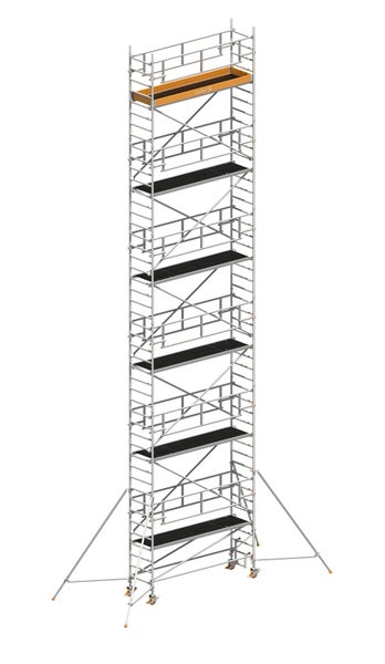 Layher Rollgerüst Uni Standard P2 Safety Plus mit Doppelgeländer und Gerüststützen 13,20m AH
