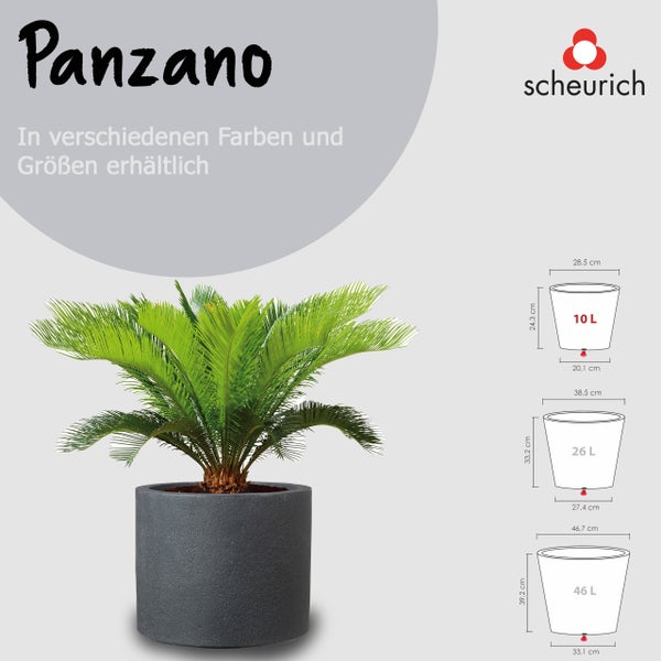 Scheurich Panzano 30, Pflanzgefäß/Blumentopf/Pflanzkübel, rund,  aus Kunststoff Farbe: Schwarz-Granit, 28,8 cm Durchmesser, 24,3 cm hoch, 14 l Vol.