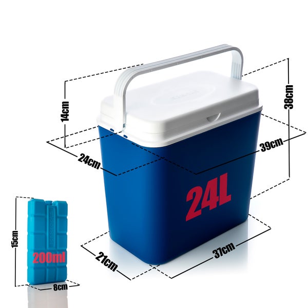 Kühlbox 24 Liter blau/weiß inkl. 6 Kühlakkus - Bis zu 14 Std. Kühlung - Kühltasche für unterwegs - Outdoor Thermobox für Picknick & Camping - Made in Europe
