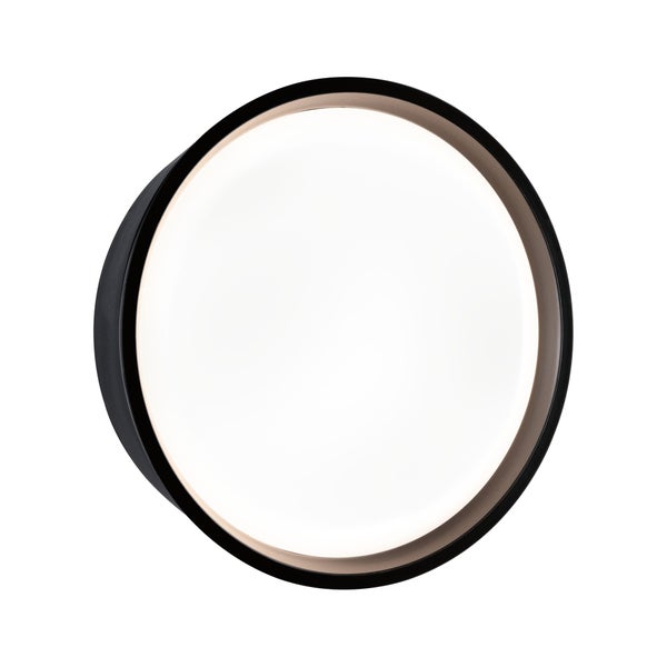 LED Außenwandleuchte Platomo seewasserresistent IP44 rund 180mm 3000K 14,5W 1200lm 230V Schwarz Kunststoff