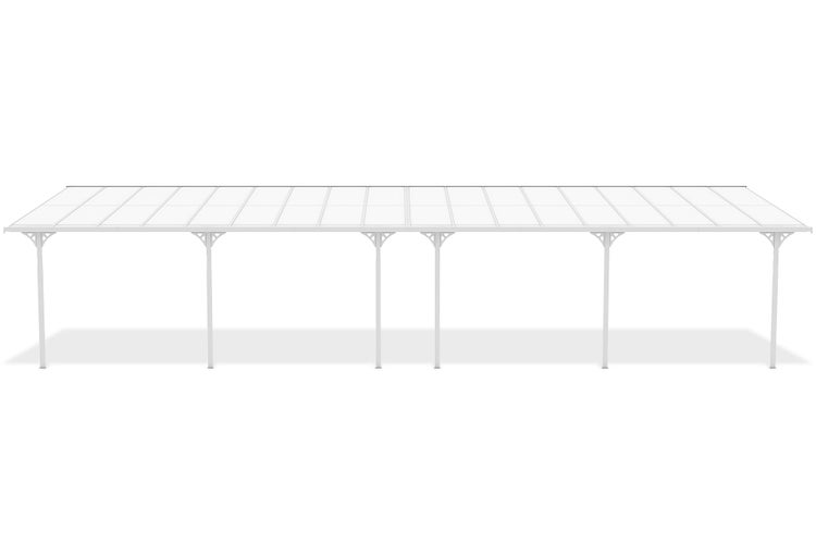 Angebaute Pergola/Carport 33m² KLEO 1100L300 Aluminium Weiß
