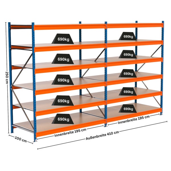 Regalsystem mit mehreren Ebenen zur Lagerung von Waren und Produkten