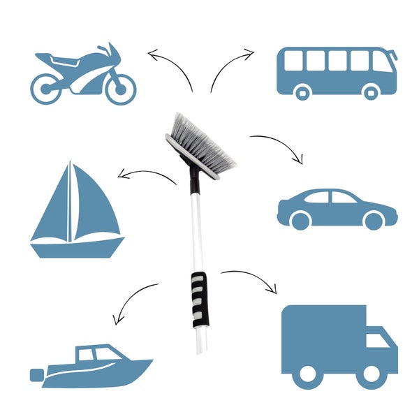 Waschbürste mit Teleskopstiel für die Reinigung von Motorrad, Bus, Segelboot, Auto, Motorboot und Lastkraftwagen.