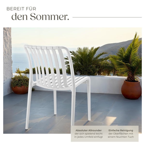 Gartenstühle tectake Alcudia 47 x 58 x 80,5 cm, Belastbarkeit 110 kg wetterfest und UV-beständig creme