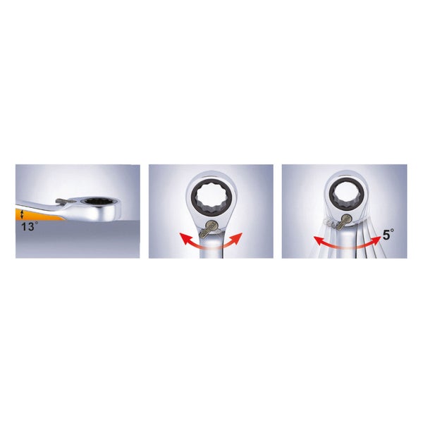 KS TOOLS DUO GEARplus Ringmaulschlüssel Maul-Ratschenfunktion 19 mm umschaltbar - 503.5919