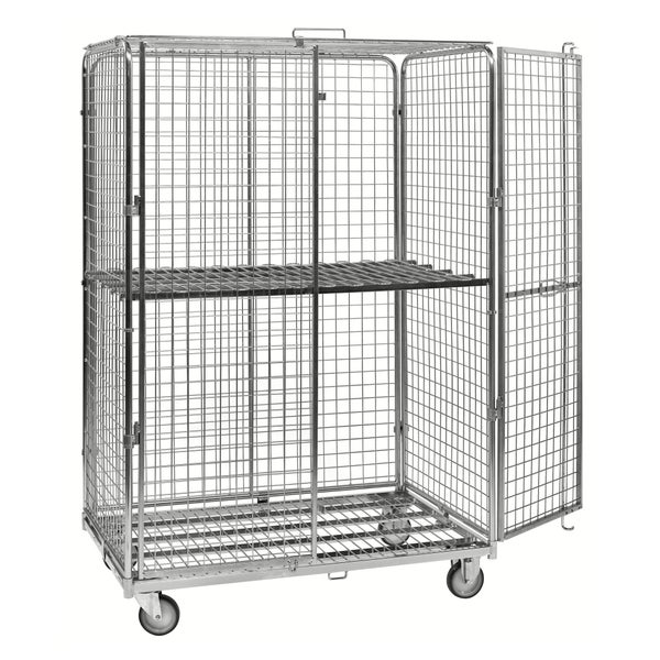 Drahtgitterwagen mit Rollen und einer Regalebene