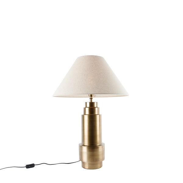 Tischleuchte Bronze Stoffschirm Beige 55 cm - Bruut