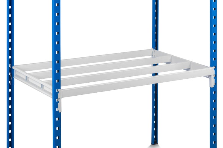 PROREGAL Fachbodenregal MAXIMUS mit 91x Sichtlagerboxen à 4,6L Fachlast 114kg Grundregal HxBxT 200x125x30cm 7 Ebenen Lichtblau/Lichtgrau