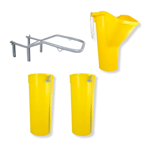 Bauschuttrutschen-Set SIRL XXL Profi | 4-teilig | 3,23m Länge | Einfülltrichter, Halterung & 2 Schuttrohre | Gelb