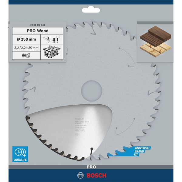 Bosch PRO Wood Kreissägeblatt 250 x 3,2 x 30 mm - 2608640665