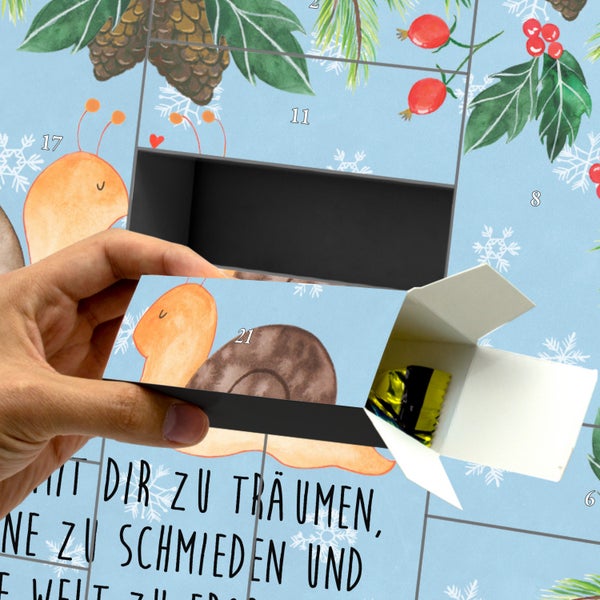 Mr. & Mrs. Panda Befüllbarer Adventskalender Schnecken Liebe - Blau Pastell